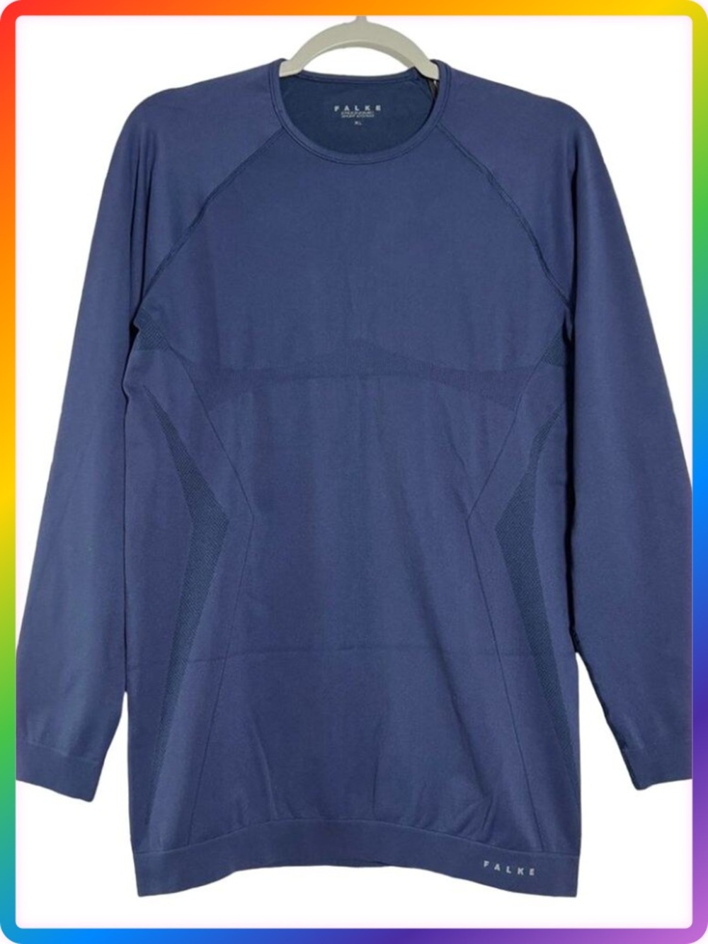Falke Performance Base Layer Top SIZE XL Navy Thermal Long Sleeve Ski Athletic